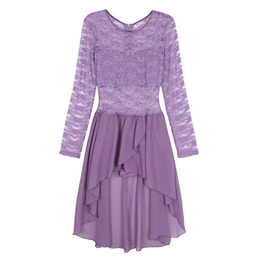 Agoky Vestido de Danza Ballet para Adulto Mujer Leotardo De Manga Larga para Gimnasia Morado X-Large
