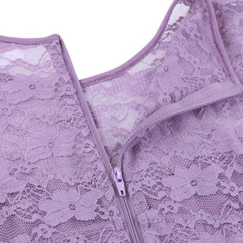 Agoky Vestido de Danza Ballet para Adulto Mujer Leotardo De Manga Larga para Gimnasia Morado X-Large