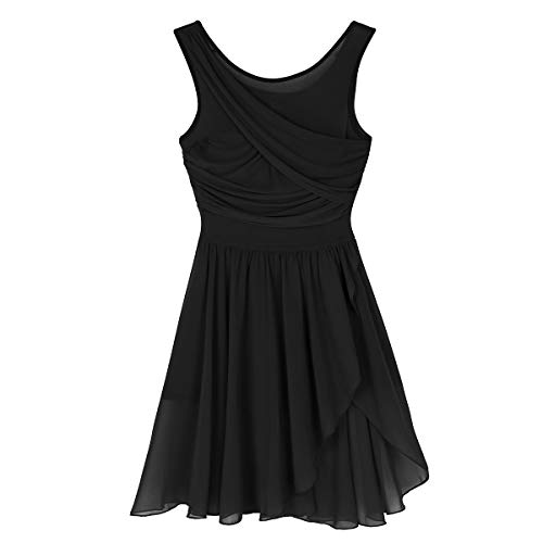 Agoky Vestido de Danza Ballet para Mujer Vestido de Baile Latino Moderno Maillot sin Mangas Leotardo de Gimnasia Rítmica Monos Body para Chica Adulta Negro Medium