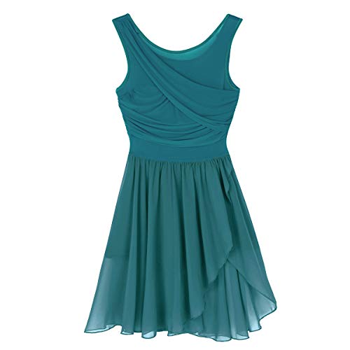 Agoky Vestido de Danza Ballet para Mujer Vestido de Baile Latino Moderno Maillot sin Mangas Leotardo de Gimnasia Rítmica Monos Body para Chica Adulta Verde Small