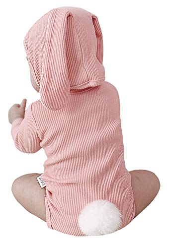 AGQT Traje de Pascua para bebé Carnaval Infantil bebé niña niño Conejito Manga Corta Mono de una Pieza Mono con Sombrero Calcetines 3 Piezas Rosa 0-6 Meses
