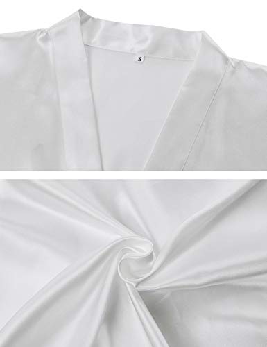 Aiboria Albornoz Satén para Mujer, Kimono Bata para Novia Dama de Honor Satén Mujer Ropa de Dormir Cortos