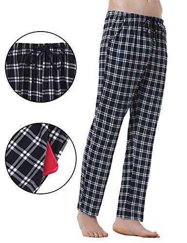 Aiboria Pantalones de Pijama Hombre Pantalón Algodón Pijama de Cuadros Largos Pantalones de Casa para Hombre Pijama Suelto de Hombre