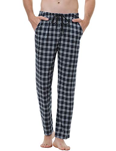 Aiboria Pantalones de Pijama Hombre Pantalón Algodón Pijama de Cuadros Largos Pantalones de Casa para Hombre Pijama Suelto de Hombre 