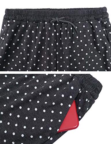 Aiboria Pantalones de Pijama Largos para Mujer Algodon Punto de Ola Casual Suelto Partes de Abajo de Pijamas de Mujer para Otoño e Invierno