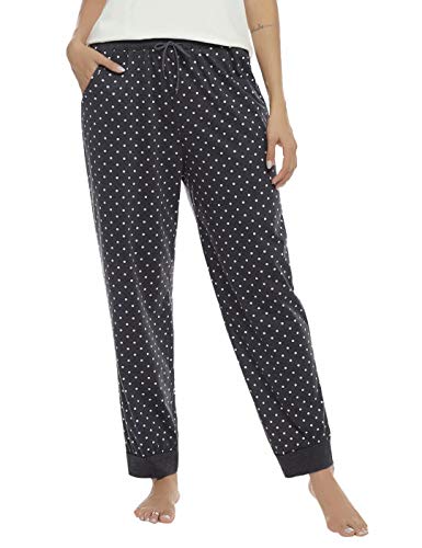 Aiboria Pantalones de Pijama Largos para Mujer Algodon Punto de Ola Casual Suelto Partes de Abajo de Pijamas de Mujer para Otoño e Invierno