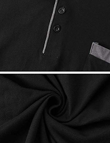 Aibrou 100% Algodón Pijamas Hombre Invierno Mangas Largas Pantalones Largo, Simple y Cómodo (Negro-Estilo 2, XX-Large)
