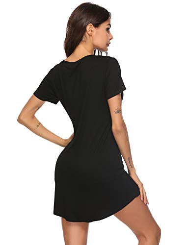 Aibrou Camisón Mujer Verano Pijama Casual Algodón Manga Corta Vestidos Mujer Ropa de Dormir Camisones Talla Grande S-XXL