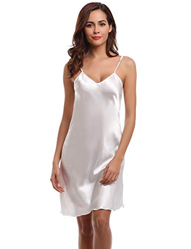 Aibrou Camisón para Mujer Raso Camisones Sexy Tallas Grandes Camison Tirantes Satín Verano para Novia Sin Manga Correas Ajustables, Ligero y Suave