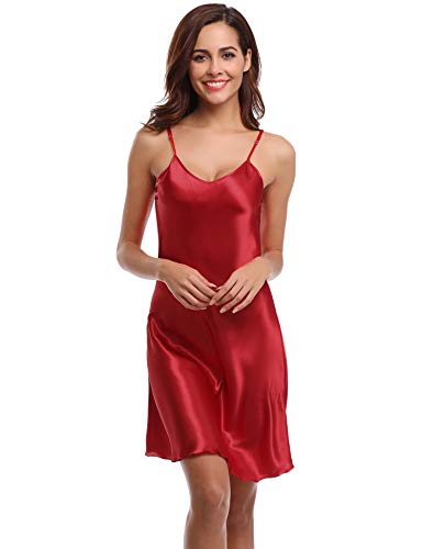 Aibrou Camisón para Mujer Raso Camisones Sexy Tallas Grandes Camison Tirantes Satín Verano para Novia Sin Manga Correas Ajustables, Ligero y Suave