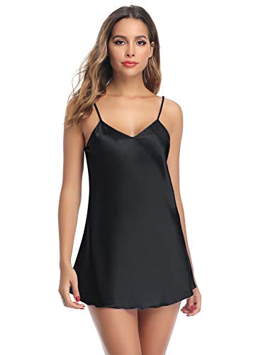 Aibrou Camison Sexy Satén para Mujer Camisón Mujer Seda Camisones Dormir Verano Tallas Grandes Satín para Novia