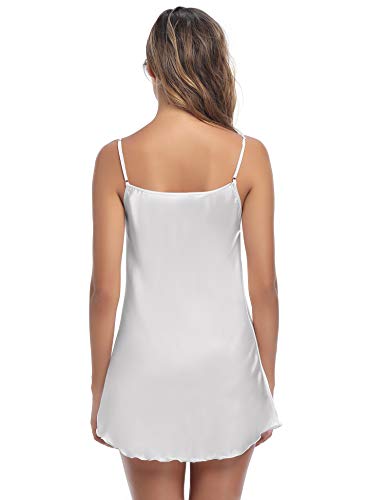 Aibrou Camison Sexy Satén para Mujer Camisón Mujer Seda Camisones Dormir Verano Tallas Grandes Satín para Novia