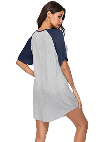 Aibrou Camisones de Mujer Verano，Camisón Mujer de Manga Corta Suaves y Anchos Ropa de Dormir para Pijamas la Familia el Ocio los Viajes el Hotel Las Vacaciones la Playa