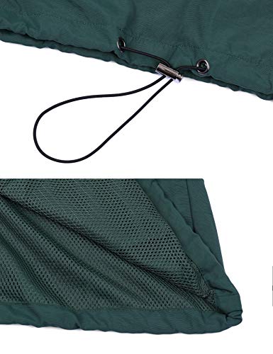 Aibrou Chubasquero Canguro para Mujer Chaqueta Cortavientos Abrigo Impermeable con Capucha Chuvasqueros de Lluvia Chaquetas Deporte Primavera, (Verde Oscuro, XXL)