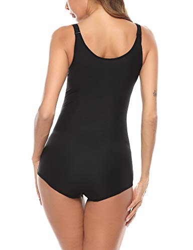 Aibrou Mujer Bodysuit Posparto Lencería Fajas Colombianas Cómodo y Ligero Busto Abierto Shapewear Negro（XXL