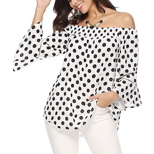 Aibrou Mujeres La Moda Off The Shoulder Camisetas Manga Larga Blusas, Hombros al Descubiertos T-Shirt Playera Top