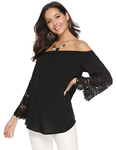 Aibrou Mujeres La Moda Off The Shoulder Camisetas Manga Larga Blusas, Hombros al Descubiertos T-Shirt Playera Top