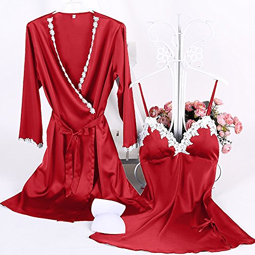 Aibrou Nuevo Camison Sexy Mujer Elegante picardías Babydoll Ropa Interior Mujer Sexy Conjuntos Batas y Kimonos (Sexy Rojo, M)