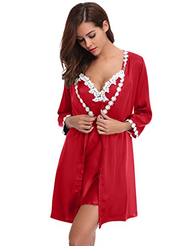 Aibrou Nuevo Camison Sexy Mujer Elegante picardías Babydoll Ropa Interior Mujer Sexy Conjuntos Batas y Kimonos (Sexy Rojo, M)