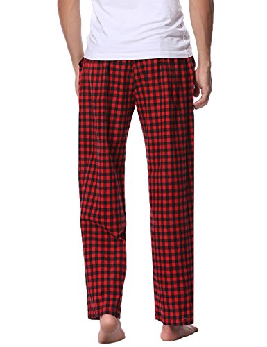 Aibrou Pantalones de Pijama Hombre de Cuadros de Forro Polar de 100% Algodón