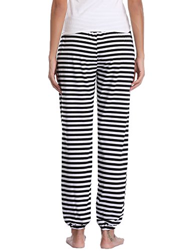 Aibrou Pantalones de Pijama Mujer 100% Algodon Pantalon Casual Largo Ropa de Dormir Suave Comodo y Suelto
