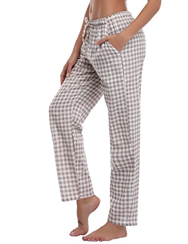 Aibrou Pantalones de Pijama Mujer Largos de 100% Algodón,Suave,Comodo y Moderno