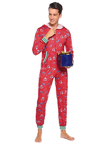 Aibrou Pijamas de Navidad Conjunto Familia Ropa de Dormir Casual Invierno Mujer Hombre Niños