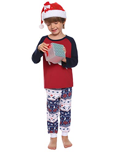 Aibrou Pijamas de Navidad Familia Conjunto Pantalon y Top Pijamas Mujer Hombre Invierno Manga Larga Pijama de Dormir 2 Piezas Niños Niña Ropa de Dormir para Bebés Mamá Papá Romper Homewear