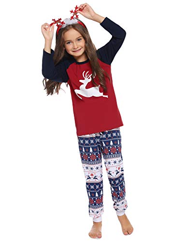 Aibrou Pijamas de Navidad Familia Conjunto Pantalon y Top Pijamas Mujer Hombre Invierno Manga Larga Pijama de Dormir 2 Piezas Niños Niña Ropa de Dormir para Bebés Mamá Papá Romper Homewear