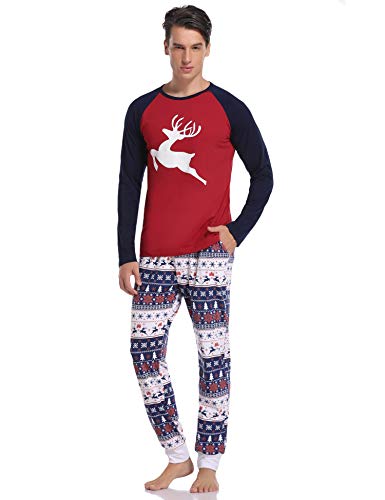 Aibrou Pijamas de Navidad Familia Conjunto Pantalon y Top Pijamas Mujer Hombre Invierno Manga Larga Pijama de Dormir 2 Piezas Niños Niña Ropa de Dormir para Bebés Mamá Papá Romper Homewear