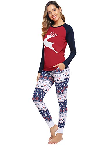 Aibrou Pijamas de Navidad Familia Conjunto Pantalon y Top Pijamas Mujer Hombre Invierno Manga Larga Pijama de Dormir 2 Piezas Niños Niña Ropa de Dormir para Bebés Mamá Papá Romper Homewear