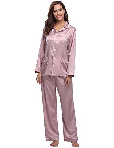ARBLOVE Pijama Mujer Seda Verano Cortos 2 Piezas sin Mangas Suave,Cómodo y Agradable 