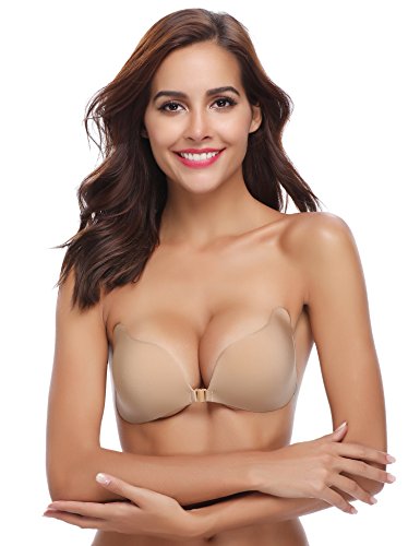 Aibrou Sujetador Adhesivo Invisible Push Up Reutilizable,Bra Invisible Sexy Ajustable con Gel Adhesivo y Ajustable String para Vestido y Boda