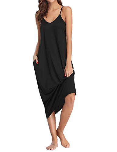 Aibrou Vestidos Mujer Algodón Verano,Vestidos de Playa sin Mangas Falda Largo Sexy Elegante y Comodo Dress para Playa Casual Caminar Diario Compras