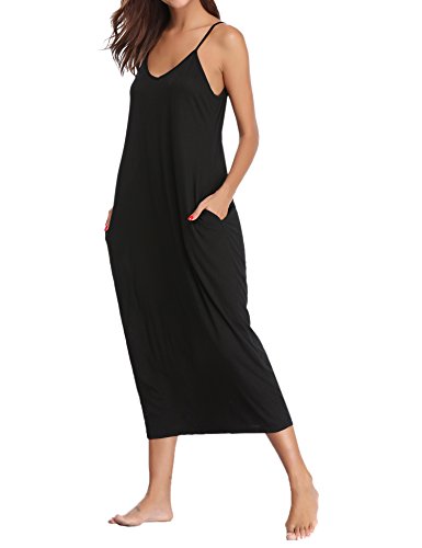 Aibrou Vestidos Mujer Algodón Verano,Vestidos de Playa sin Mangas Falda Largo Sexy Elegante y Comodo Dress para Playa Casual Caminar Diario Compras