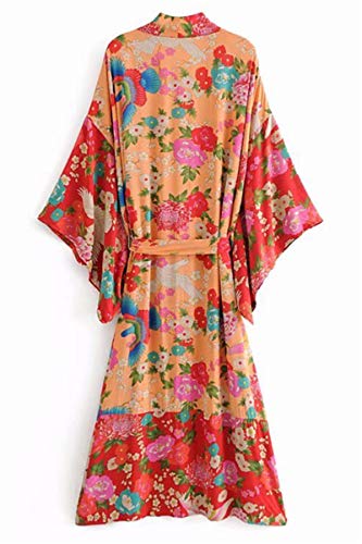 AiJump Chiffon Boho Kimono Vestido de Playa de Talla Grande Bikini Largo de Verano Cover Up para Mujer