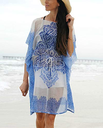 AiJump Túnica Vestido de Playa Kimonos Pareos Mujer Bohemia Verano Camisa