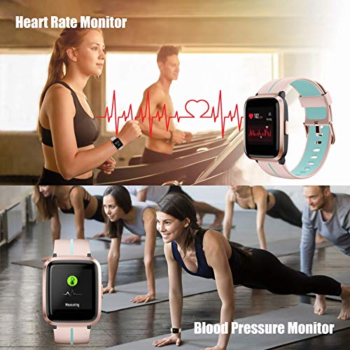 AIKELA Smartwatch,Relojes Inteligentes Mujer Hombre,Deporte Reloj de Fitness con Impermeable IP68,Actividad Monitores de Datos Físicos/Ciclo Menstrual Femenino,Compatible con Android iOS Rosa