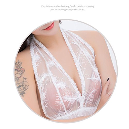 Ailin home- Lencería Blanca con Falda Larga Transparente de Mujer Sexy (Color : Blanco, Tamaño : One Size)