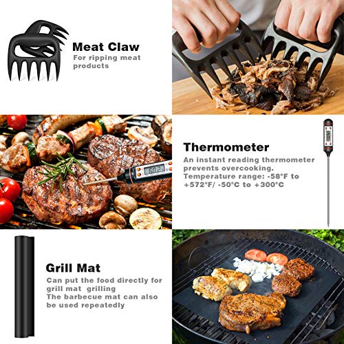 AISITIN Utensilios Barbacoa Accesorios Barbacoa 25 Piezas Kit Barbacoa Set Acero Inoxidable para Hombres Mujeres Camping Barbacoa