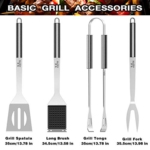 AISITIN Utensilios Barbacoa Accesorios Barbacoa 25 Piezas Kit Barbacoa Set Acero Inoxidable para Hombres Mujeres Camping Barbacoa