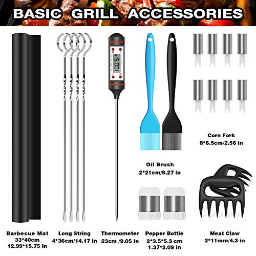 AISITIN Utensilios Barbacoa Accesorios Barbacoa 25 Piezas Kit Barbacoa Set Acero Inoxidable para Hombres Mujeres Camping Barbacoa