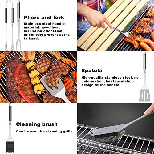 AISITIN Utensilios Barbacoa Accesorios Barbacoa 25 Piezas Kit Barbacoa Set Acero Inoxidable para Hombres Mujeres Camping Barbacoa