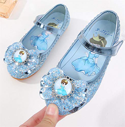 AIYIMEI Zapatos de la Princesa Elsa niñas con Lentejuela Zapato de Disfraz Elsa de Princesa Disfraz Sandalias con Velcro Zapatos de Fiesta Halloween Cumpleaños 3-11 Años