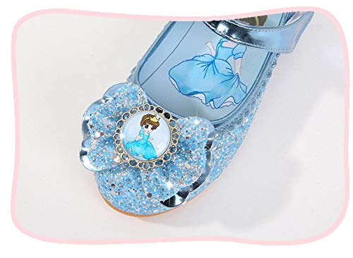 AIYIMEI Zapatos de la Princesa Elsa niñas con Lentejuela Zapato de Disfraz Elsa de Princesa Disfraz Sandalias con Velcro Zapatos de Fiesta Halloween Cumpleaños 3-11 Años