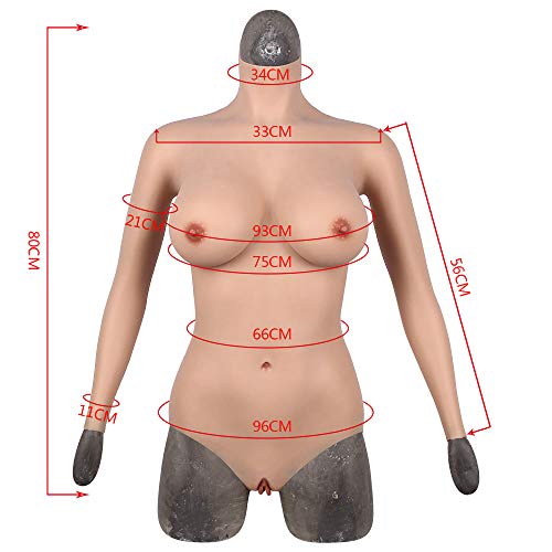 Ajusen Silicona Pecho Formas Fajas Sexy Mono Falso Tetas Insertable Vagina con Tubos Cadera Potenciador para Hombres Cossdresser ladyboy (Pechos de Algodón, E Copa)