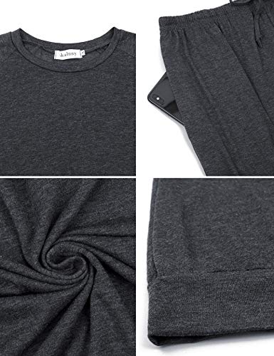 Akalnny Conjunto de Pijamas Mujer Algodón con Mangas Largas Pantalón y Camiseta Suave Cómodo Chandal Ropa de Casa Dormir Transpirable