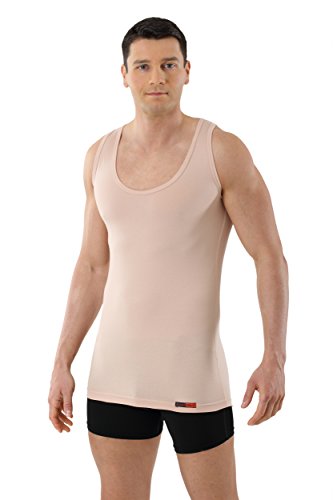 ALBERT KREUZ Camiseta Interior de Tirantes Invisible Color Carne/Piel/Beis con Cuello Redondo Profundo y de algodón elástico 07/XL