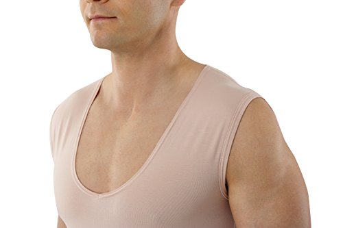 ALBERT KREUZ Camiseta Interior Invisible Color Carne/Piel/Beis con Cuello de Pico Profundo, sin Mangas y de algodón elástico 05/M