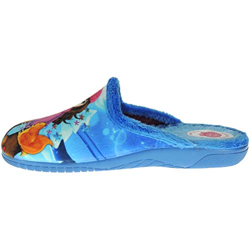 Alcalde 6075 Chinela Zapatilla Destalonada Casa Invierno Niña Zorro y Ardilla para Niña Celeste Talla 31
